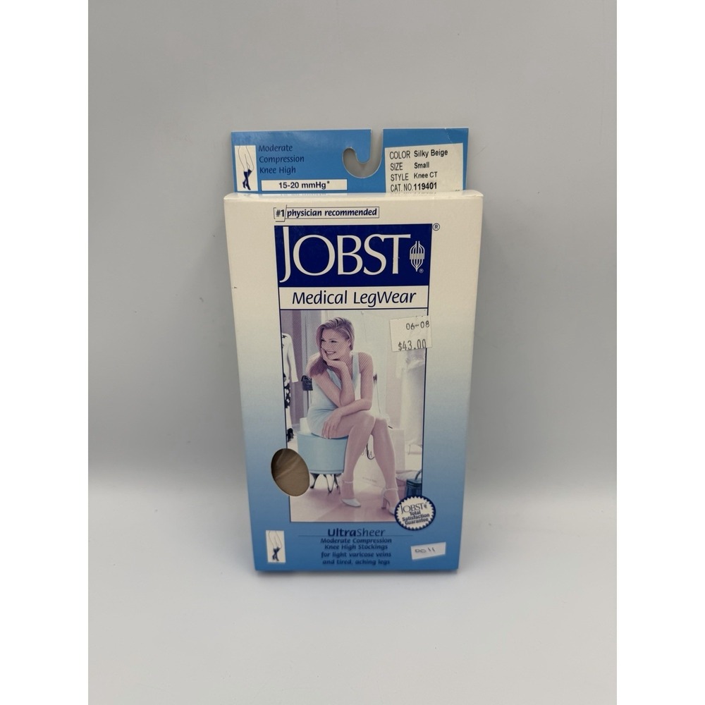 JOBST UltraSheer Medical Legwear Knee High Stockings Silky Beige Small 15-20